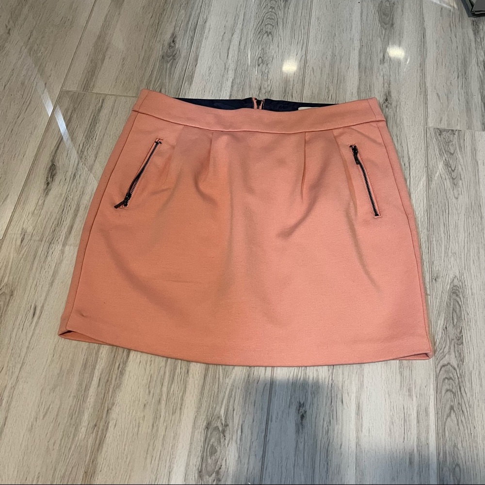 EUC Reserved pink lined mini skirt zip pockets